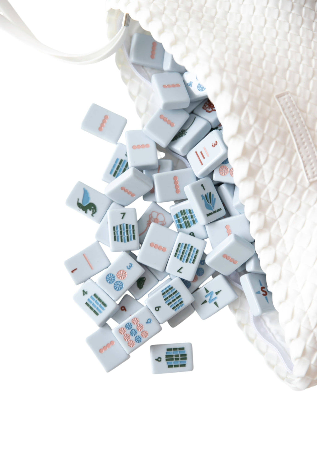 Woven Mahjong Tile Bag: Teal