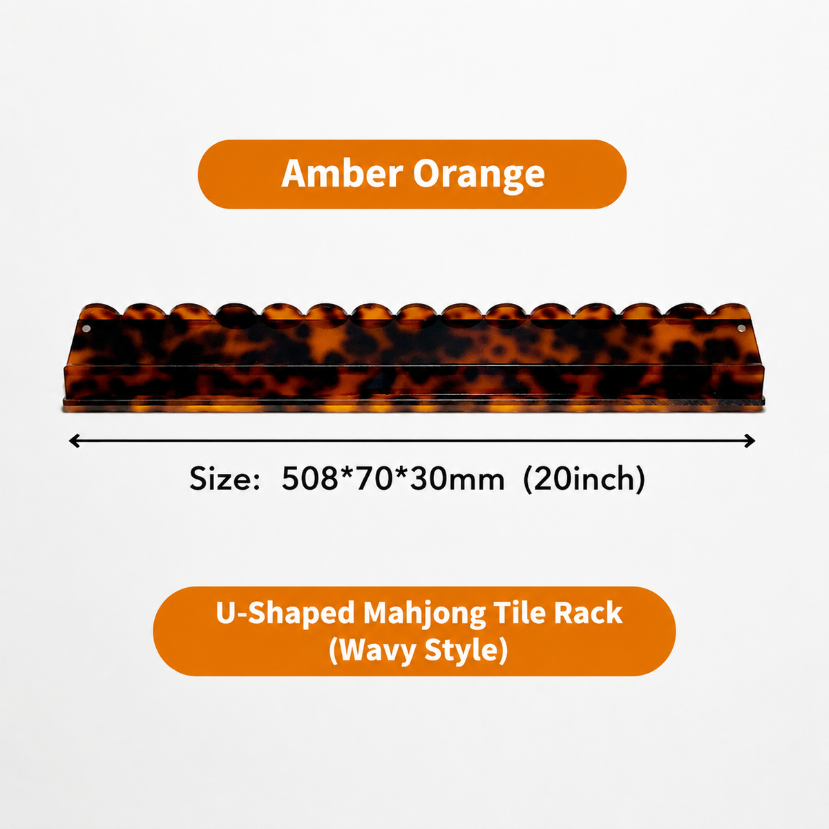 Acrylic Mahjong Push Rack – Tortoiseshell Style Tile Organizer for American Mahjong: 17‘’-Orange