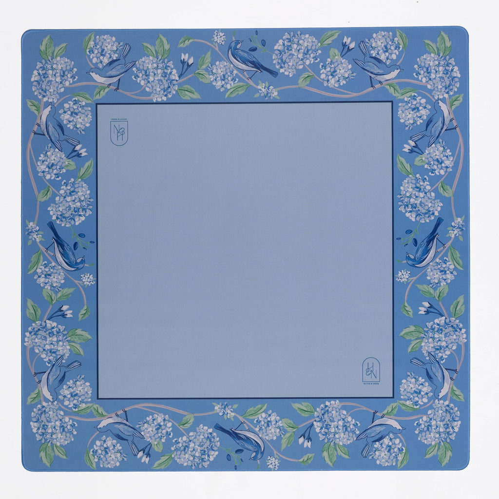 Mahjong Mat - Blue & White Bird - Hutch and Nook
