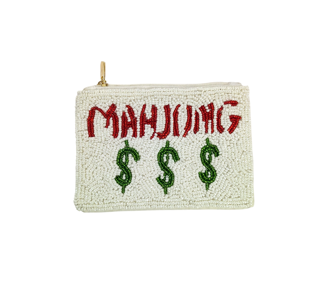 Ladies Mahjong Themed Beaded Coin Purse #3