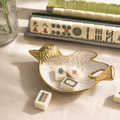 Gold White Enamel Mahjong  Bird Tray