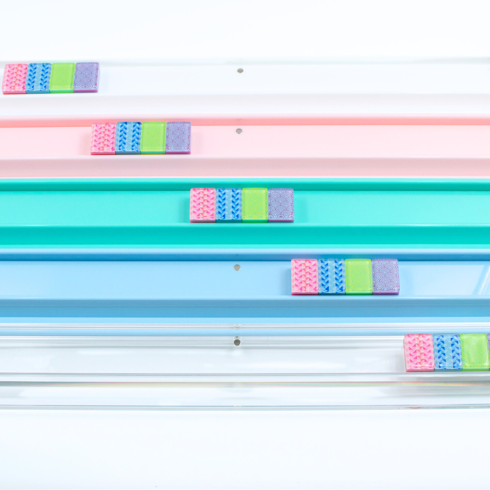 MAHJONG RACKS MFM | Premium Acrylic | 4 Racks + 4 Pushers: Solid Macaron Pink