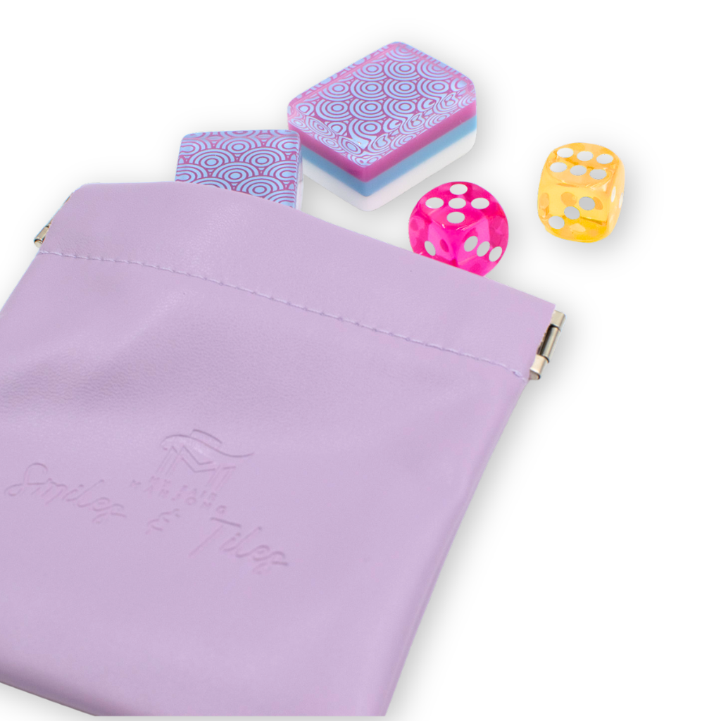 Coin, Dice, Extra Mahjong Tile Pouch  |  4x4" Bag  : Purple