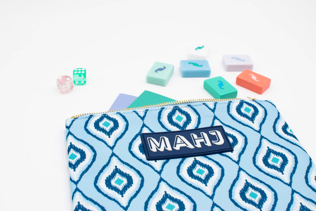 Premium Mahjong Card & Accessory Bag: IKAT- Blue Card & Accessory Bag