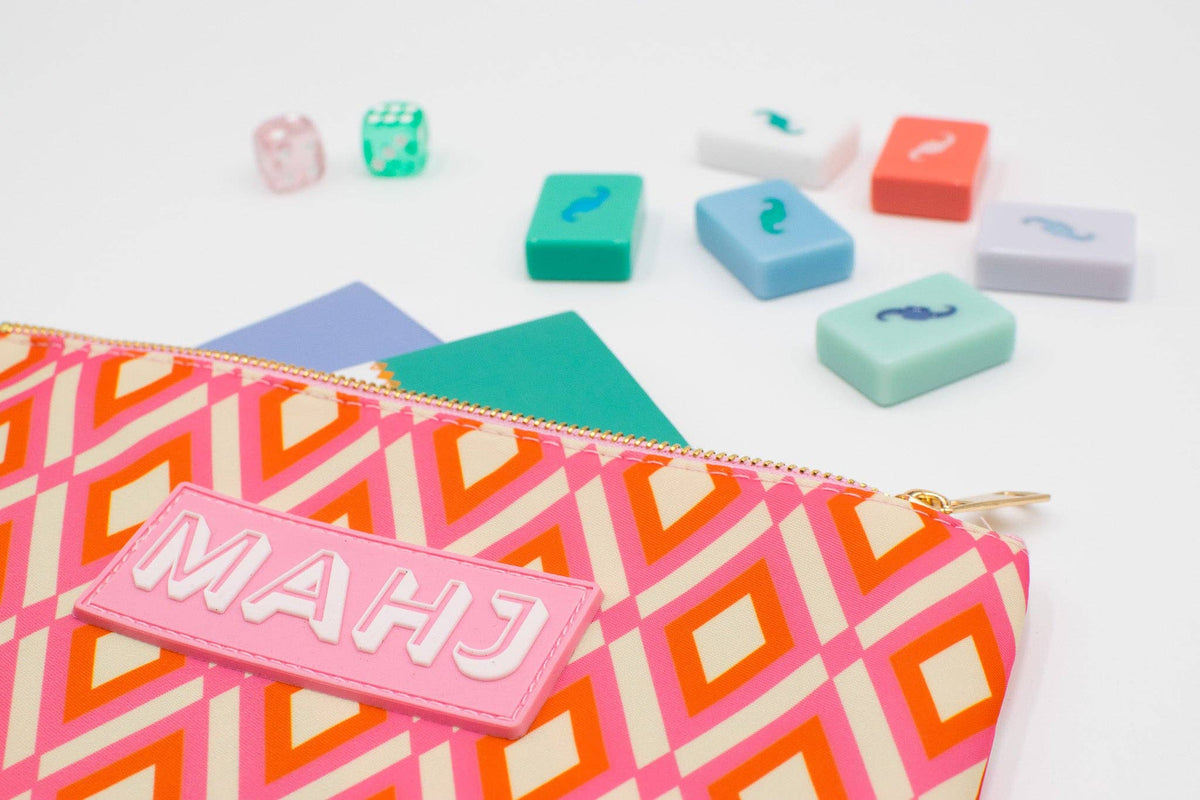 Premium Mahjong Card & Accessory Bag: IKAT- Blue Card & Accessory Bag