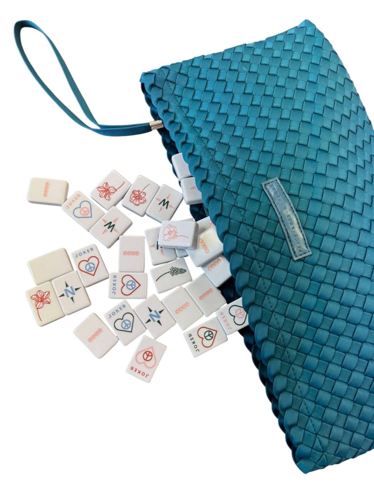 Woven Mahjong Tile Bag: Bright Pink