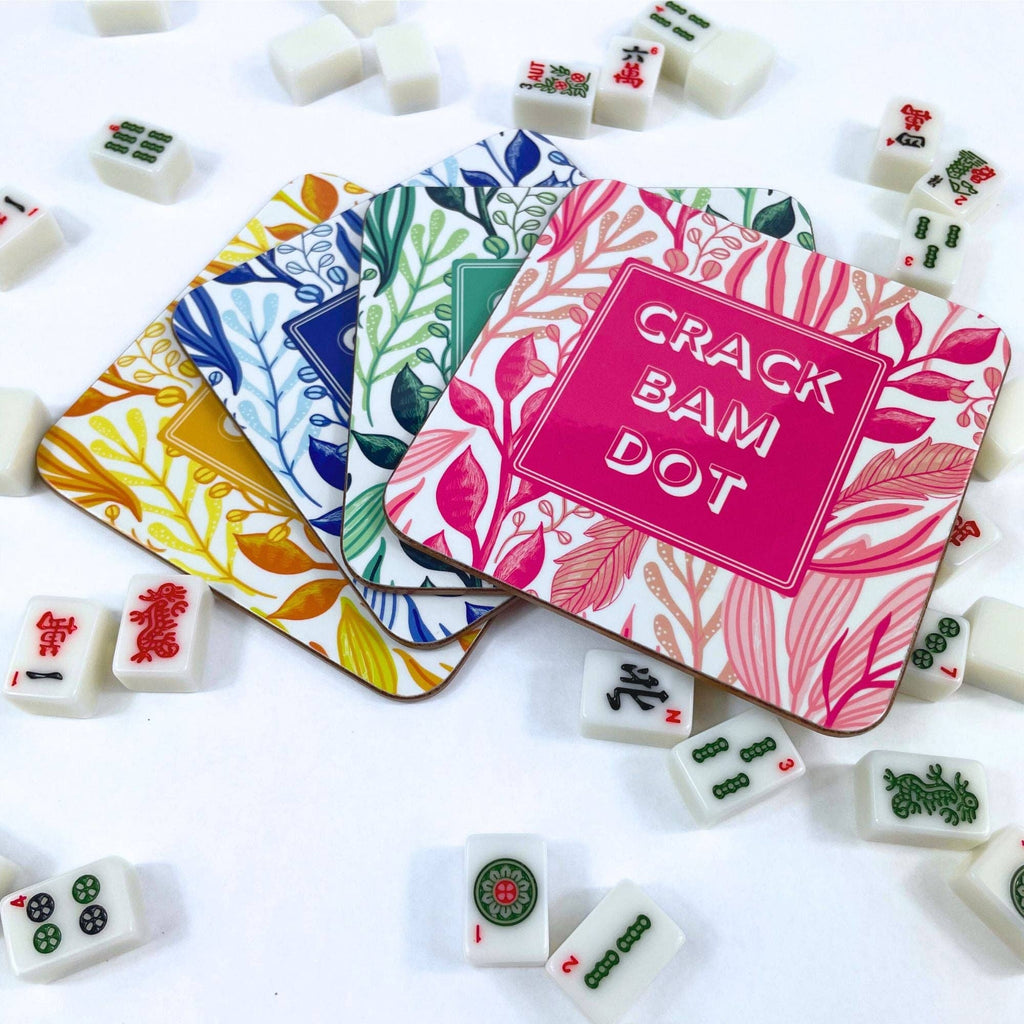 Mahjong Coasters, 4 Set. Colorful, Unique Mahjongg Gift for