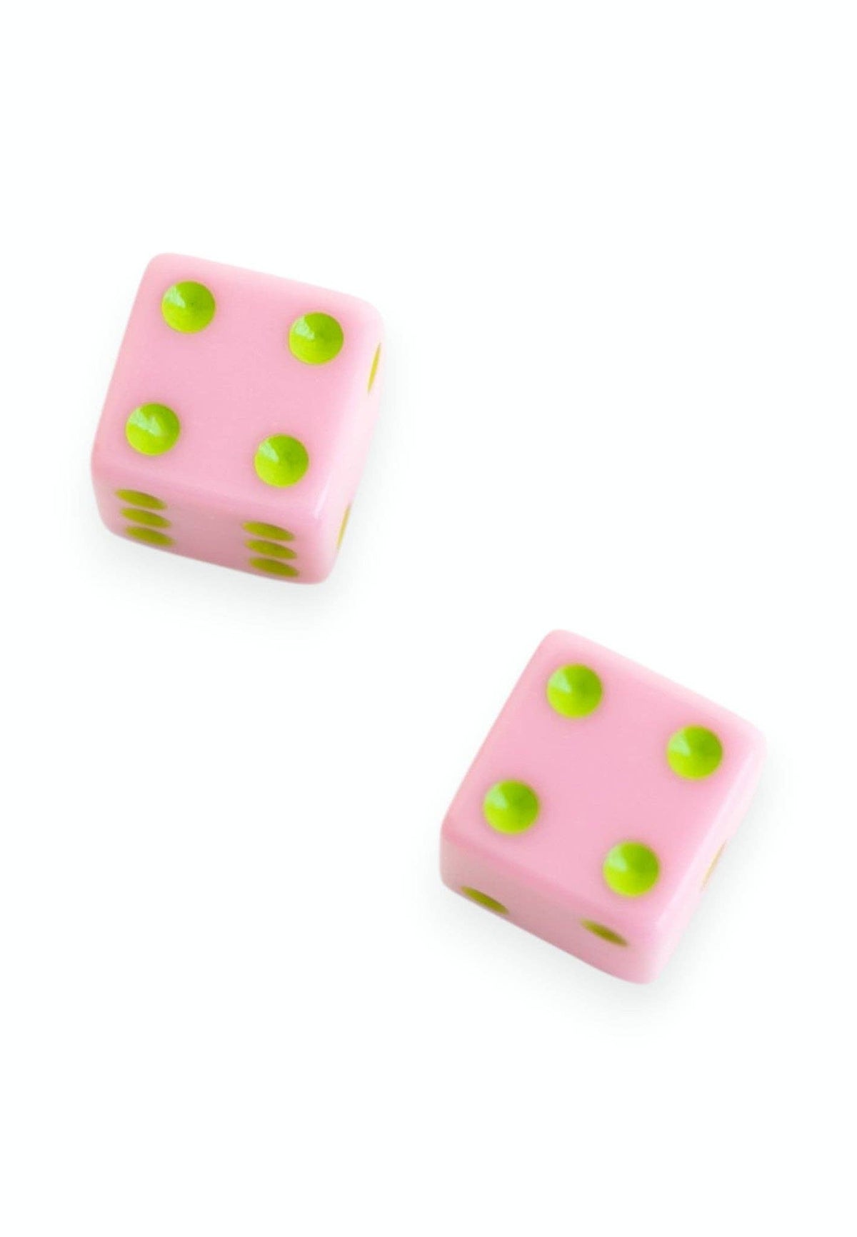 Dice (set of 2): Light Pink with Dark Green