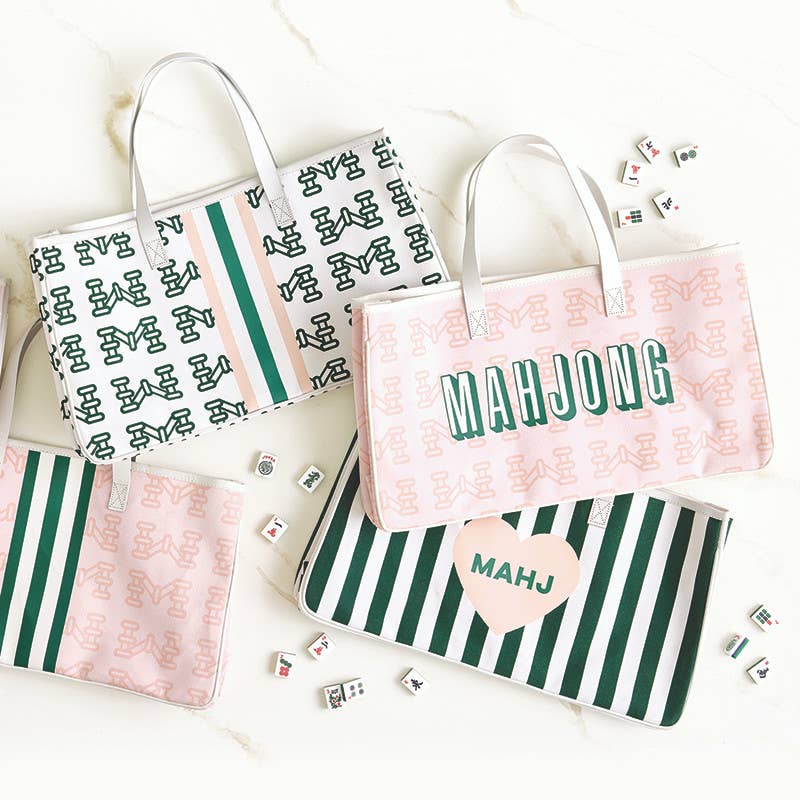 Mahjong Canvas Tote - Mahj Heart: 13 oz, 4" H