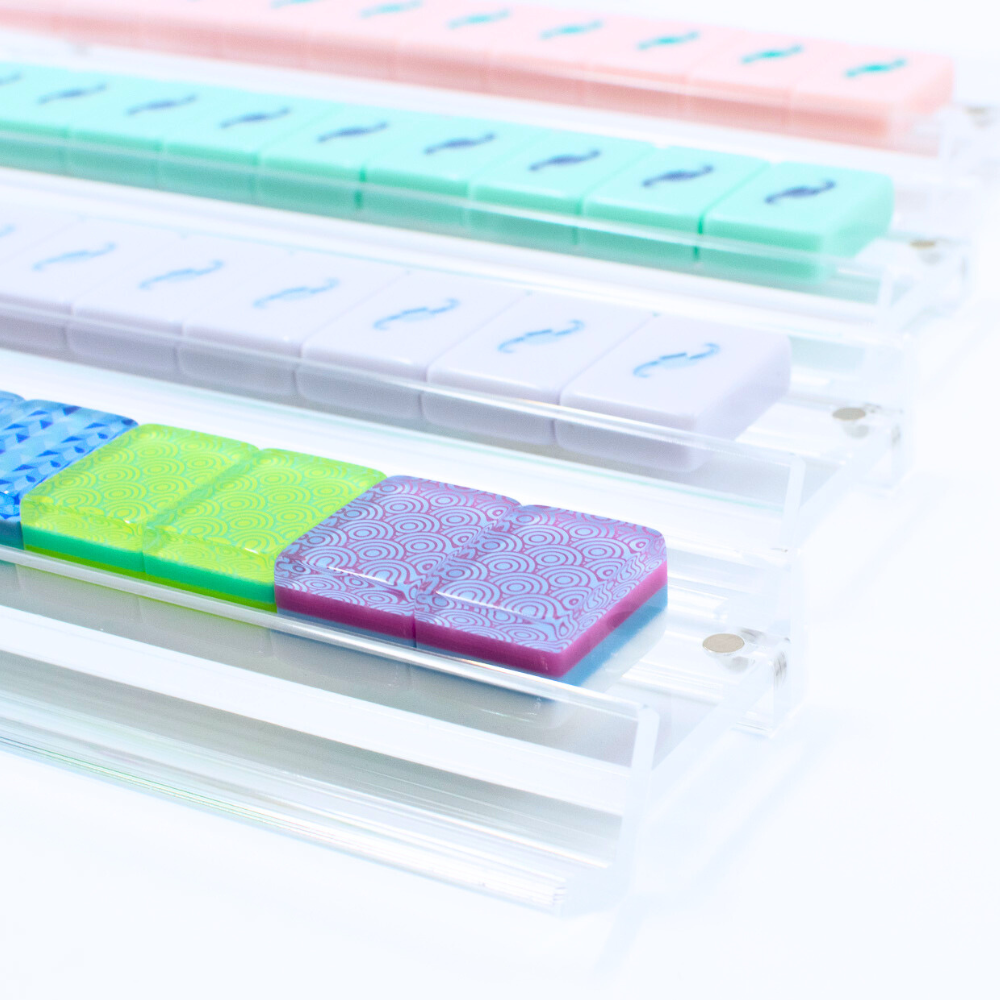 MAHJONG RACKS MFM | Premium Acrylic | 4 Racks + 4 Pushers: Solid Macaron Pink