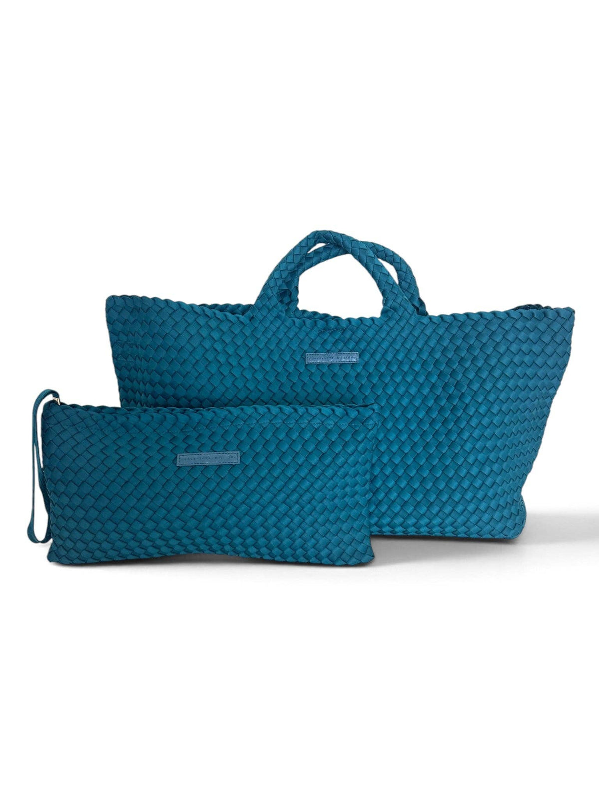 Mahjong Bag - Woven Carryall with Matching Tile Pouch: Teal