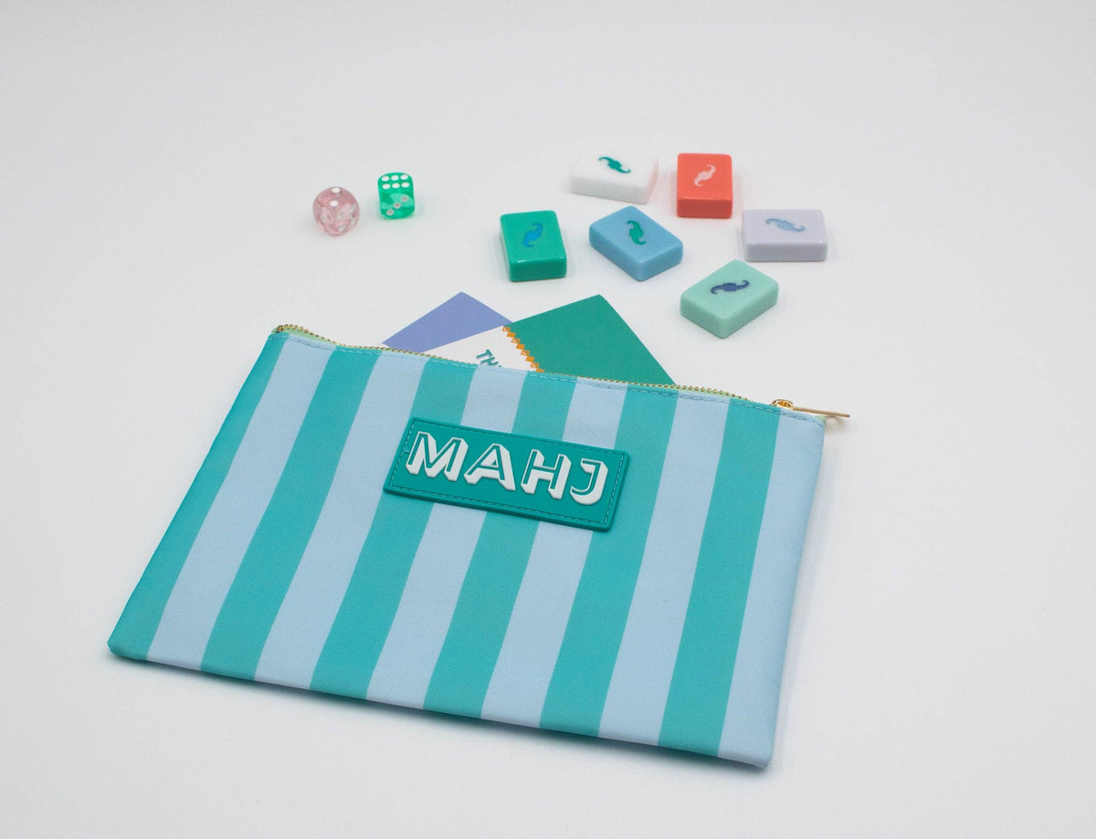 Premium Mahjong Card & Accessory Bag: IKAT- Blue Card & Accessory Bag