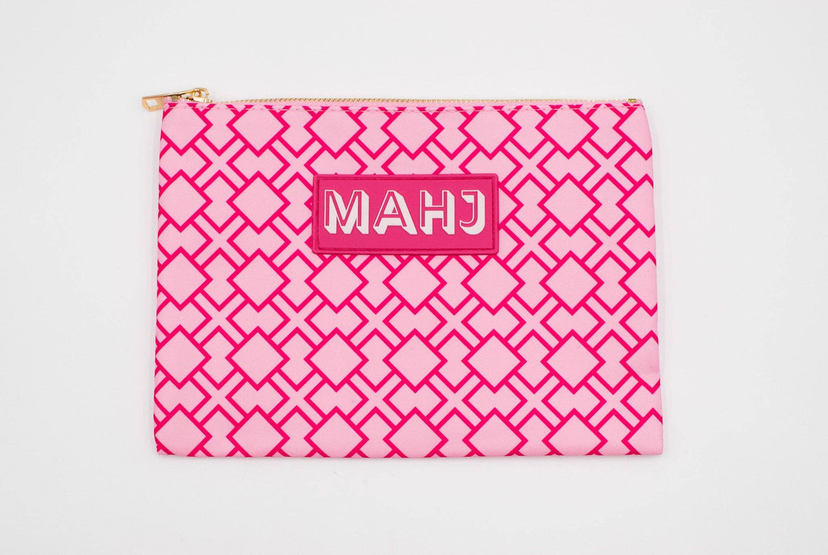 Premium Mahjong Card & Accessory Bag: Stripes- Purple & Green Card & Accessory Bag