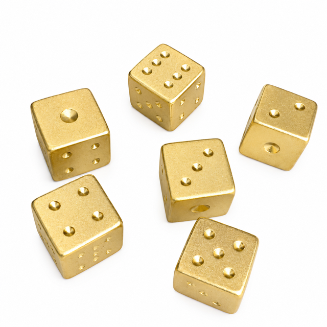 Gold Lux Solid Metal Mahjong Specialty Dice Gift Ready