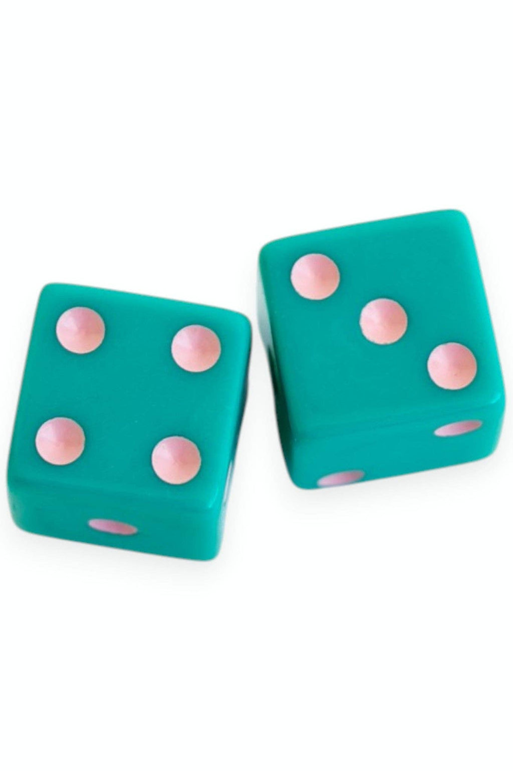Dice (set of 2): Light Pink with Chartreuse