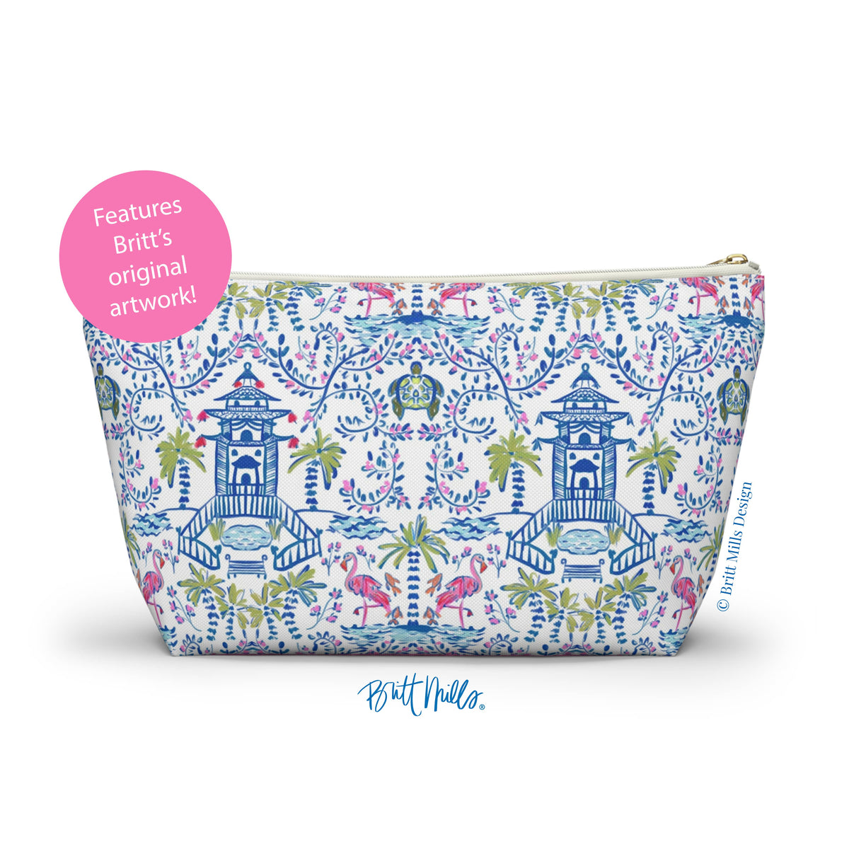 Britt Mills Mahjong Tile Pouch: Palm Beach