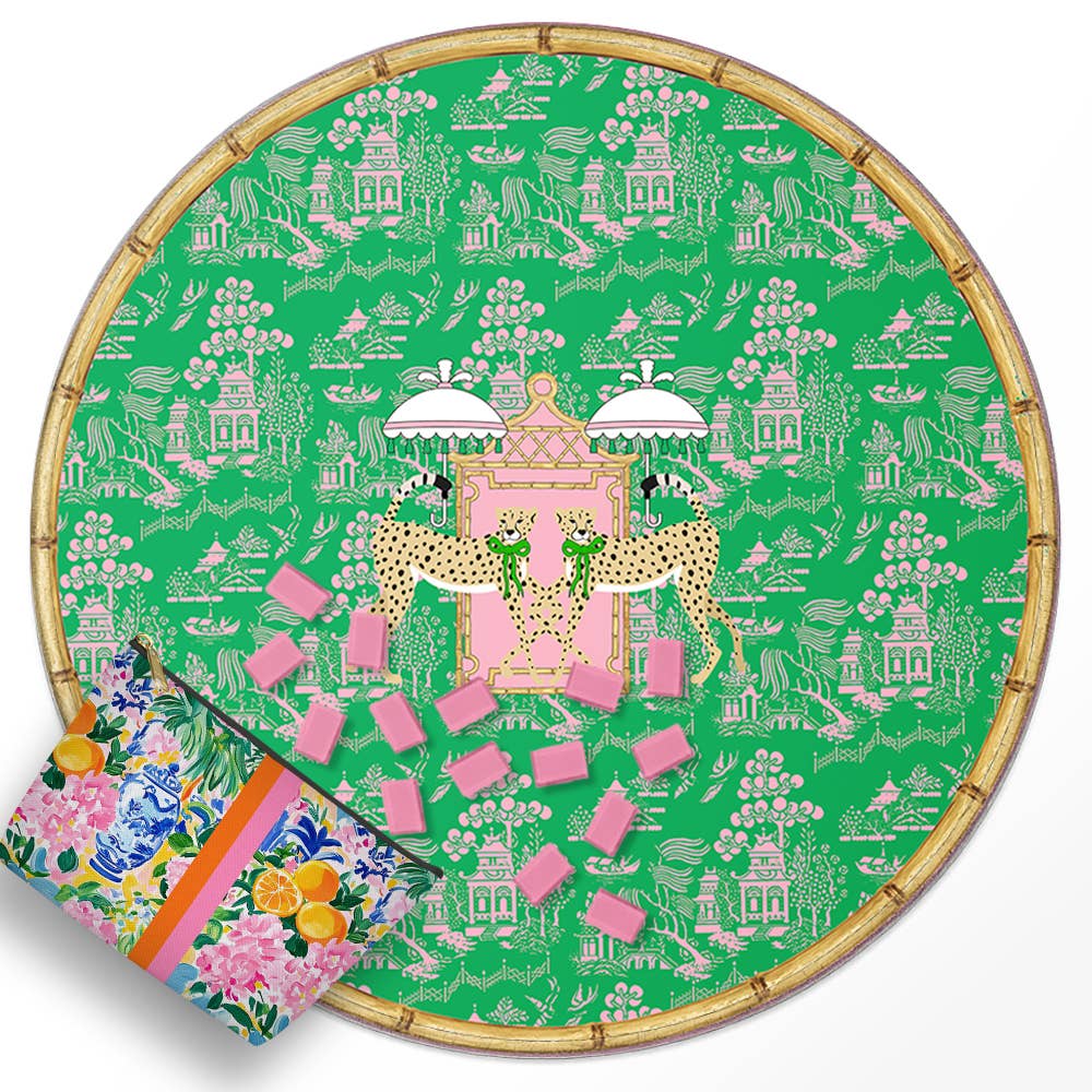 Round Mahjong Mat, Preppy, Grand Millenial: Coco / Rolled