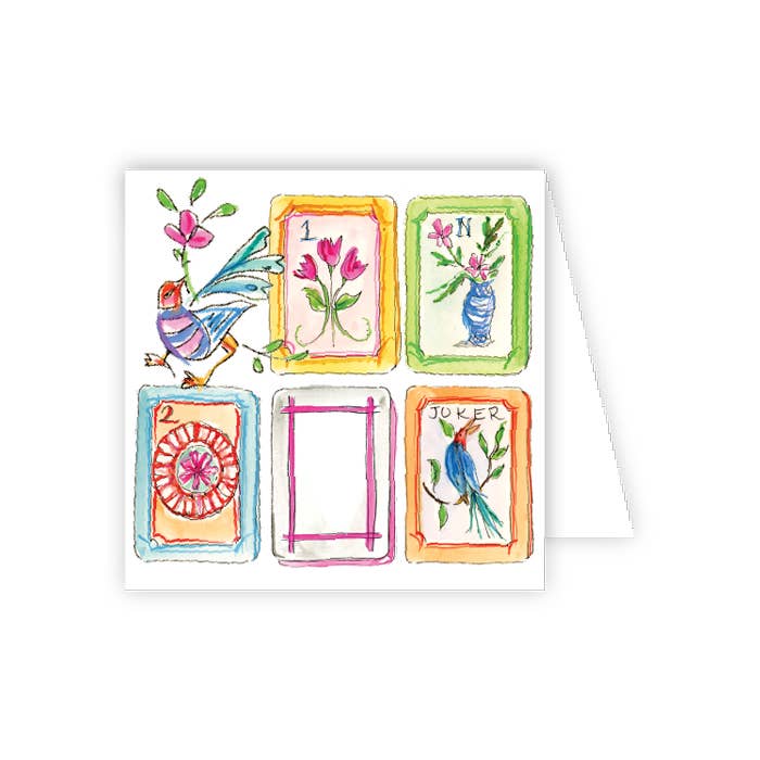 Handpainted Mahjong Tiles with Bird Enclosure Card