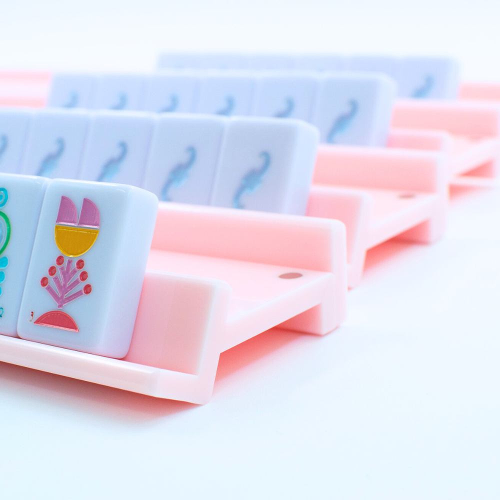 MAHJONG RACKS | Premium Acrylic | 4 Racks + 4 Pushers: Solid Macaron Green