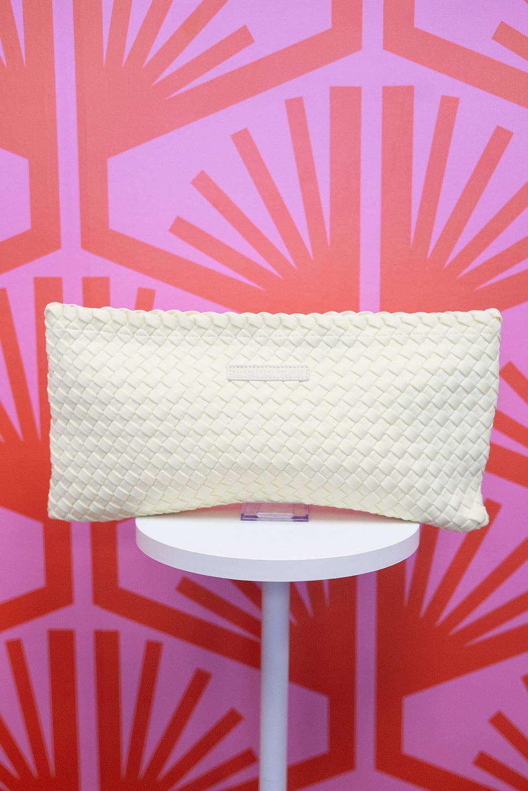 Woven Mahjong Tile Bag: Bright Pink