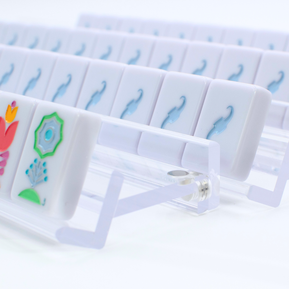 MAHJONG RACKS MFM | Premium Acrylic | 4 Racks + 4 Pushers: Solid Macaron Pink