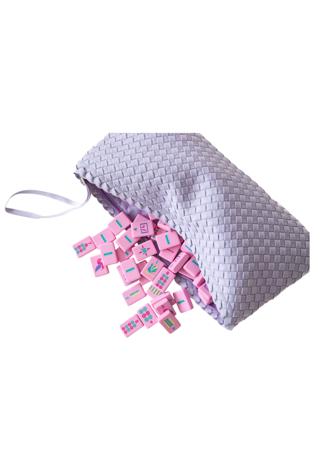 Woven Mahjong Tile Bag: Bright Pink