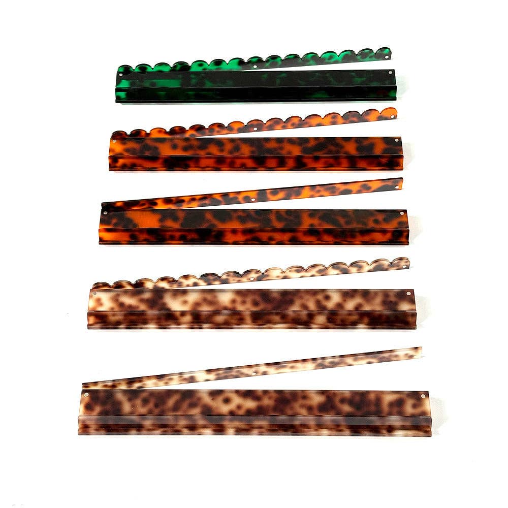 Acrylic Mahjong Push Rack – Tortoiseshell Style Tile Organizer for American Mahjong: 17‘’-Orange