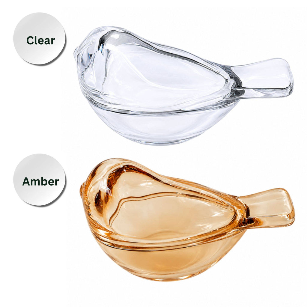 Glass Bird Dice Holder – Mahjong Game Accessory: Amber