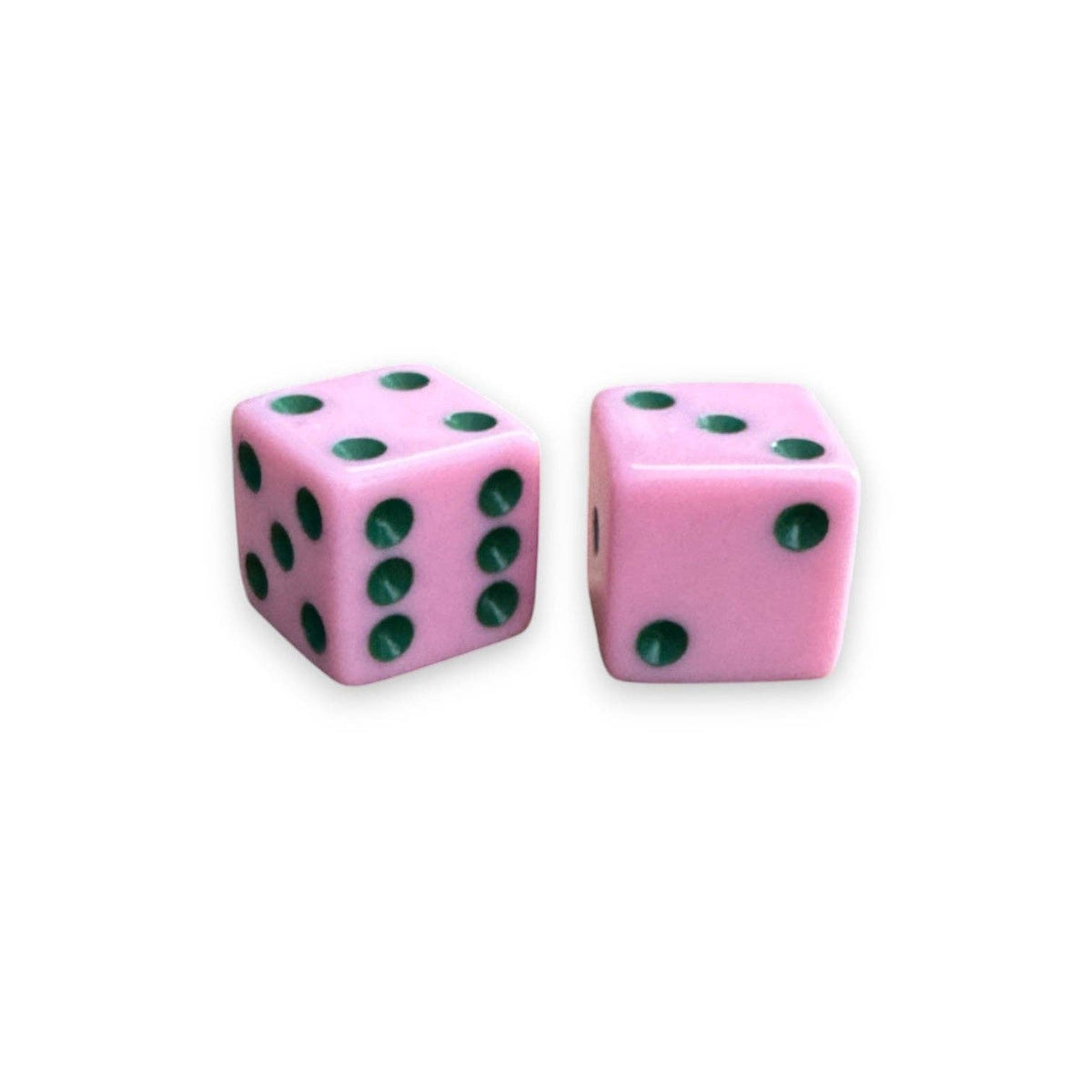 Dice (set of 2): Light Pink with Chartreuse