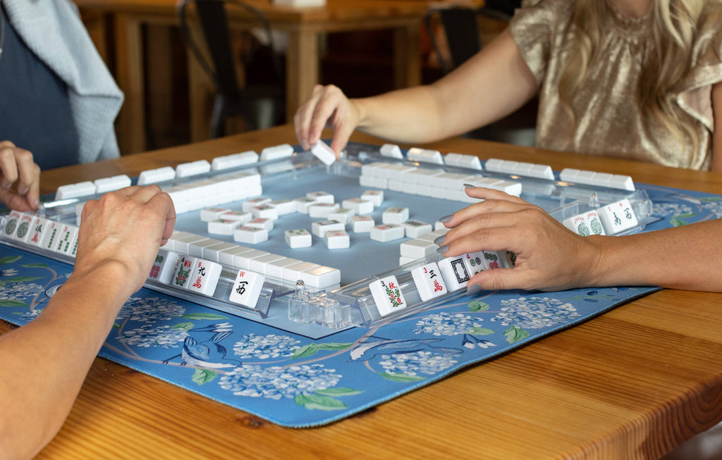 Mahjong Mat - Blue & White Bird - Hutch and Nook
