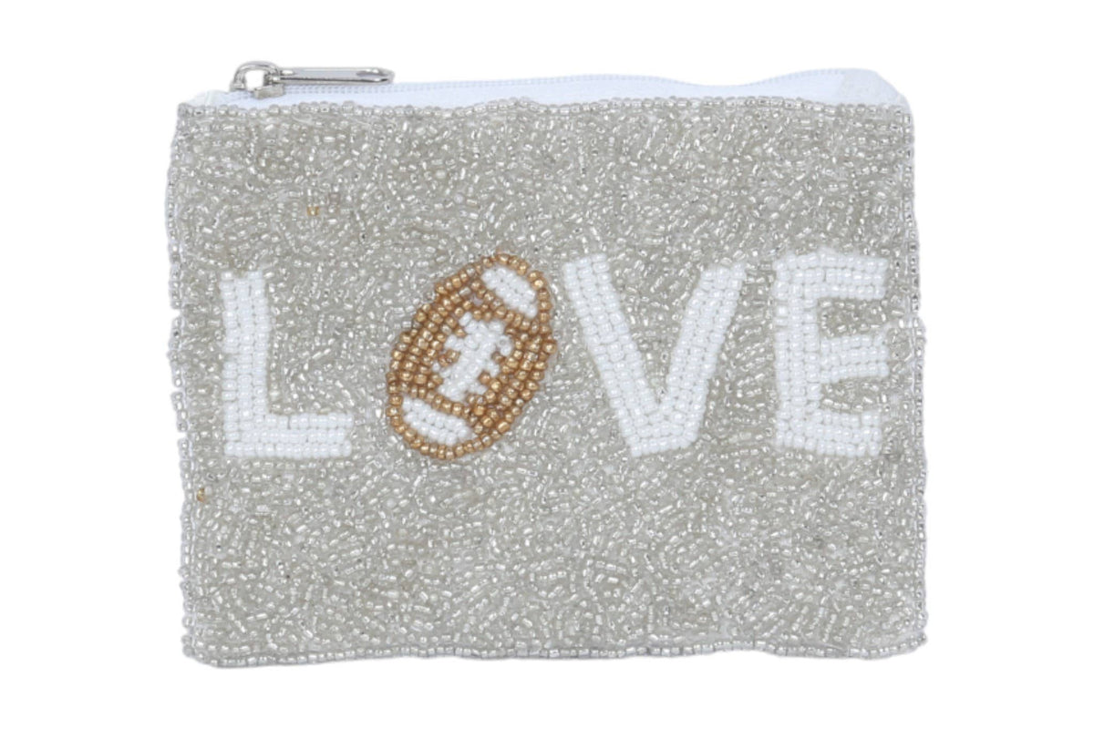 Ladies Love Football Fully Beaded Coin Purse