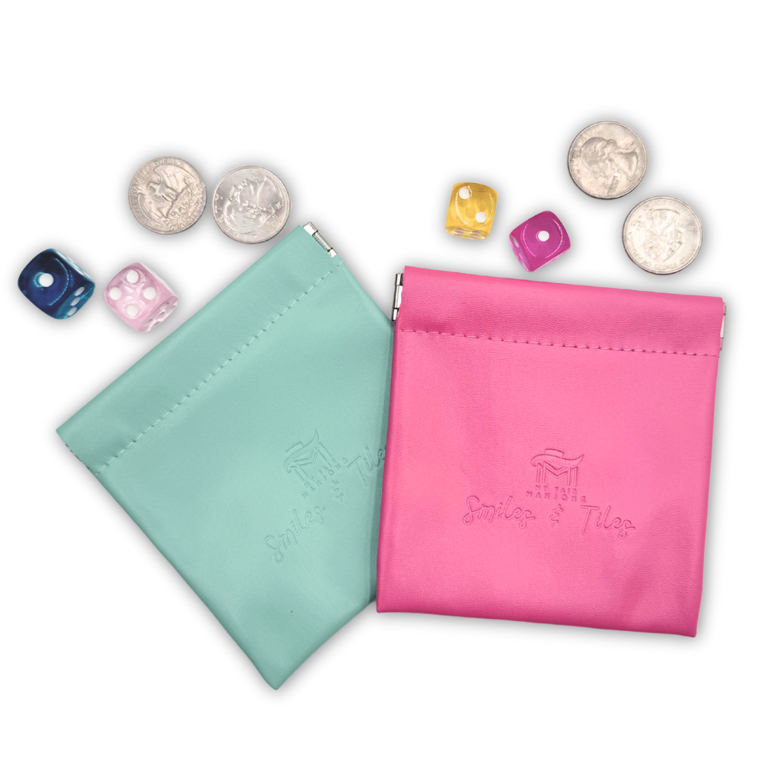 Coin, Dice, Extra Mahjong Tile Pouch  |  4x4" Bag  : Purple