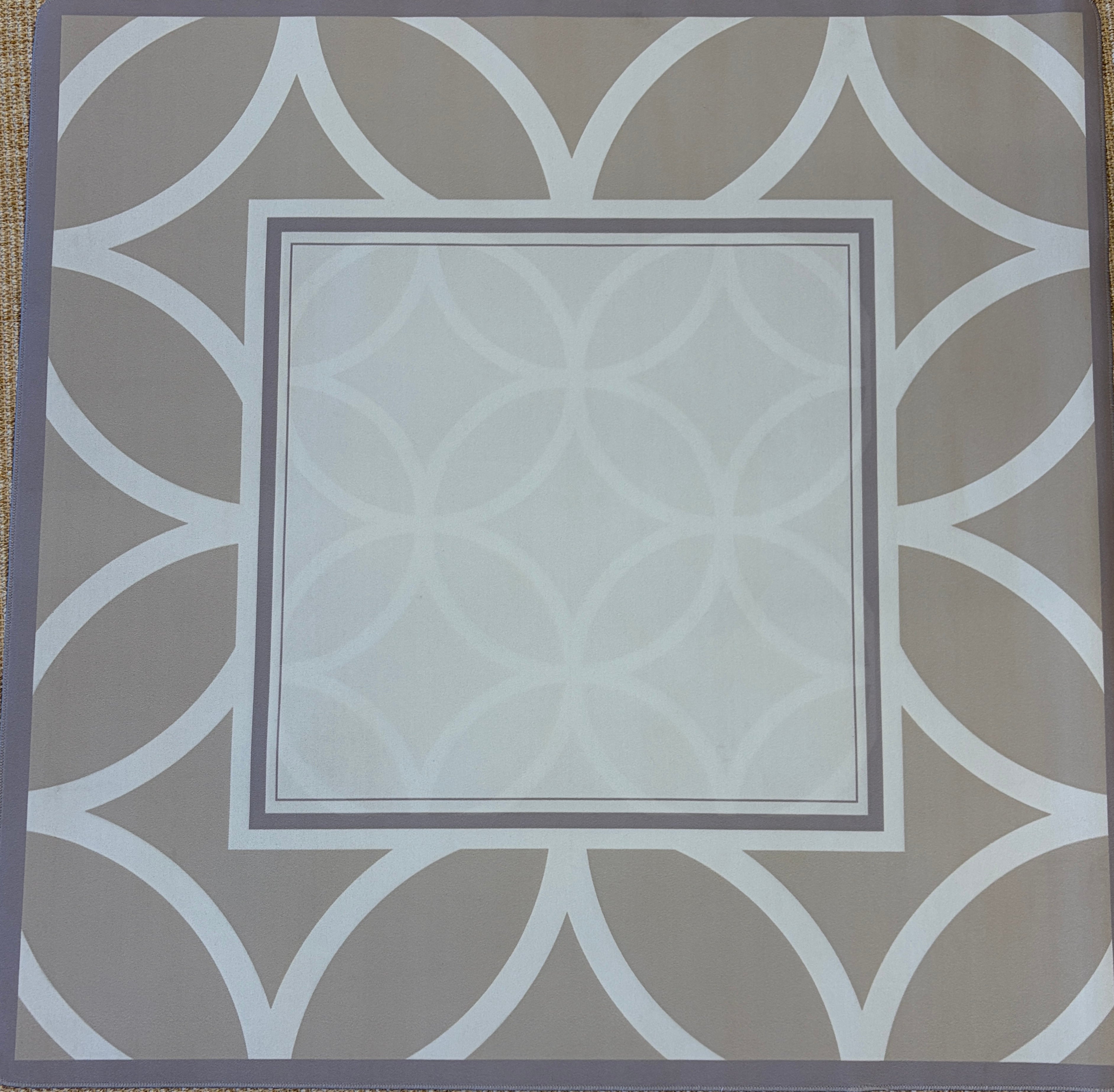 Taupe Geometric floral Mat