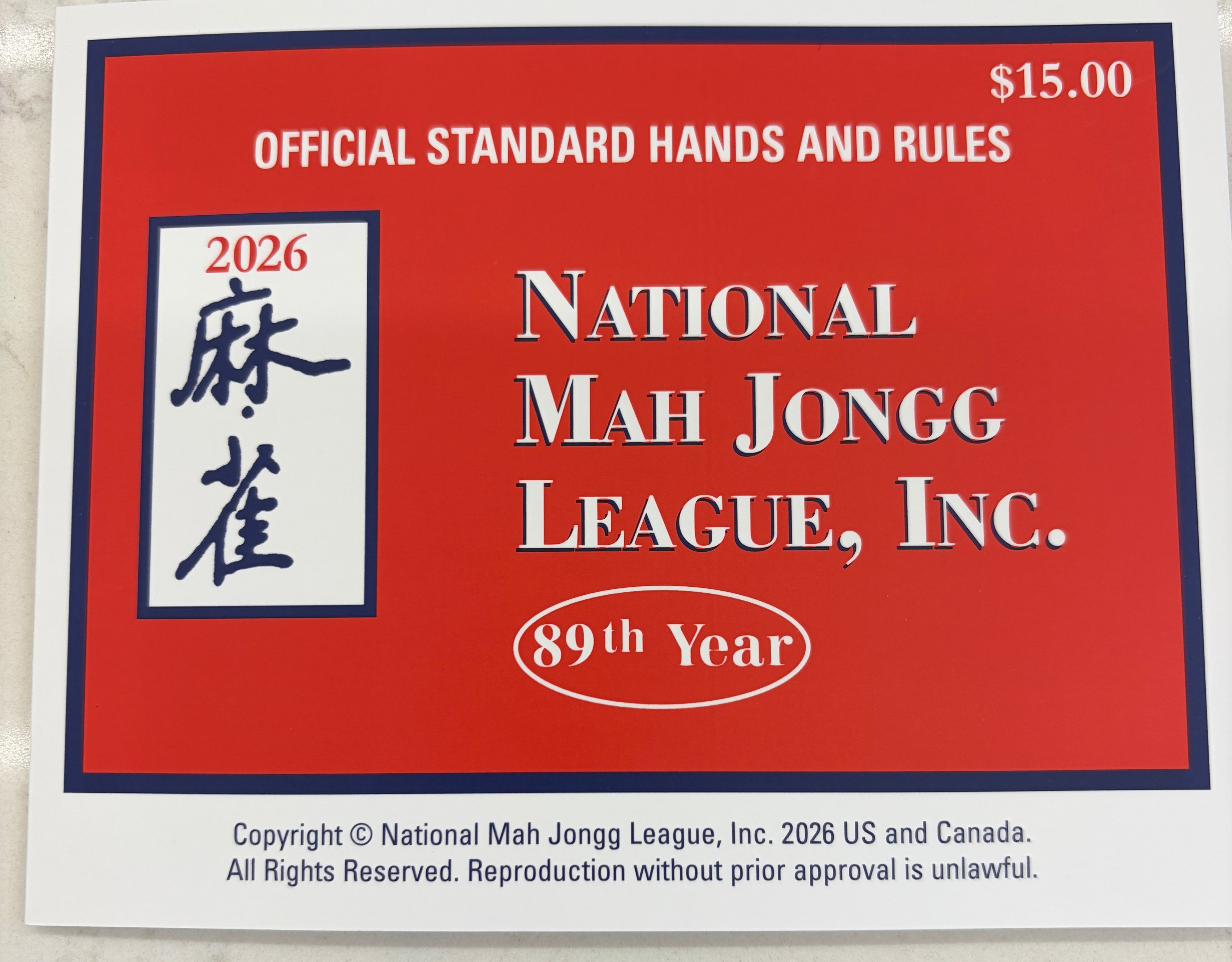 National Mah Jongg League, Inc. - 2026