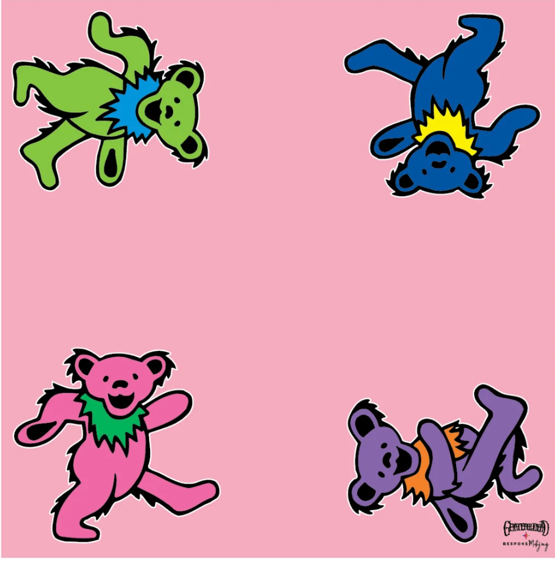 Grateful Dead x Bespoke Mahjong DOUBLE-SIDED MAT - DANCING BEARS - Pink