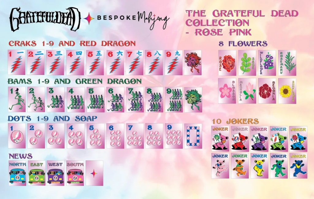 Grateful Dead x Bespoke Mahjong - ROSE PINK TIE DYE PEARL