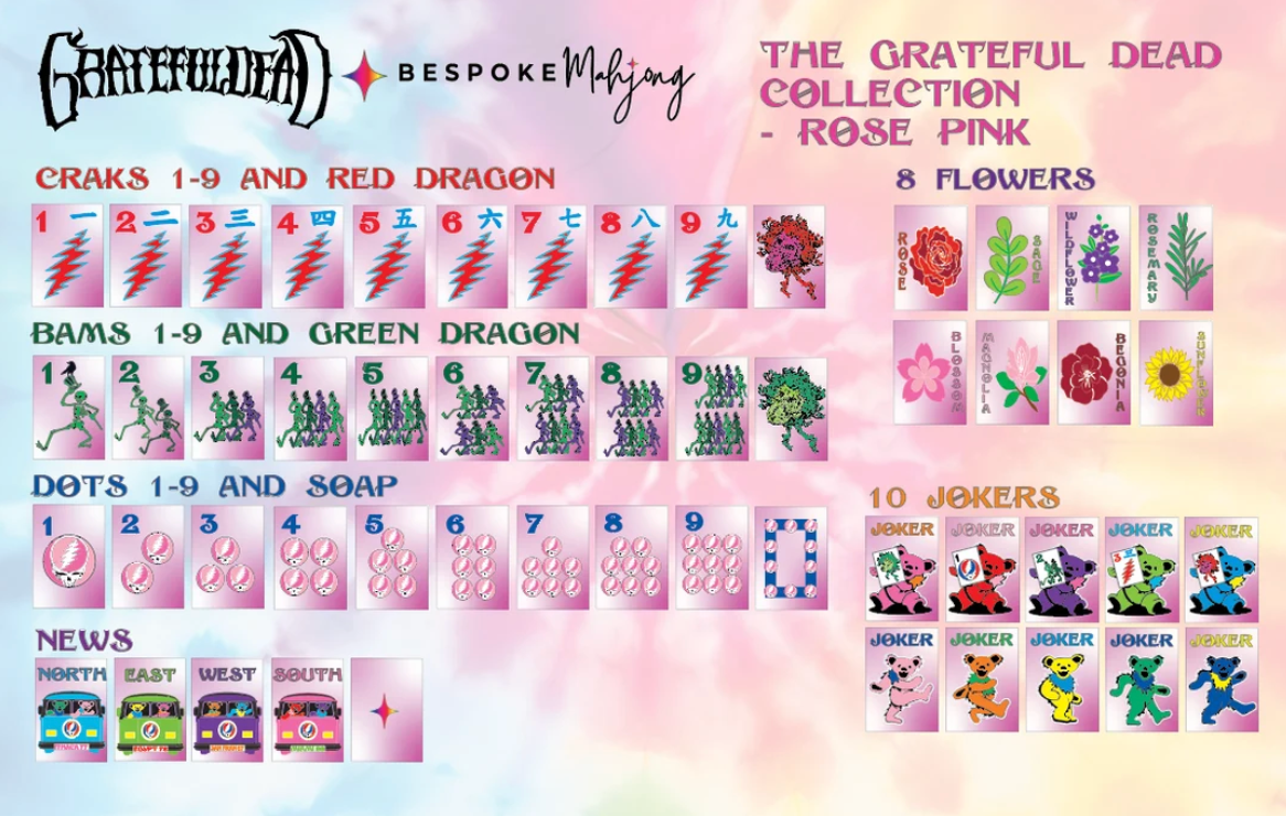 Grateful Dead x Bespoke Mahjong - ROSE PINK TIE DYE PEARL