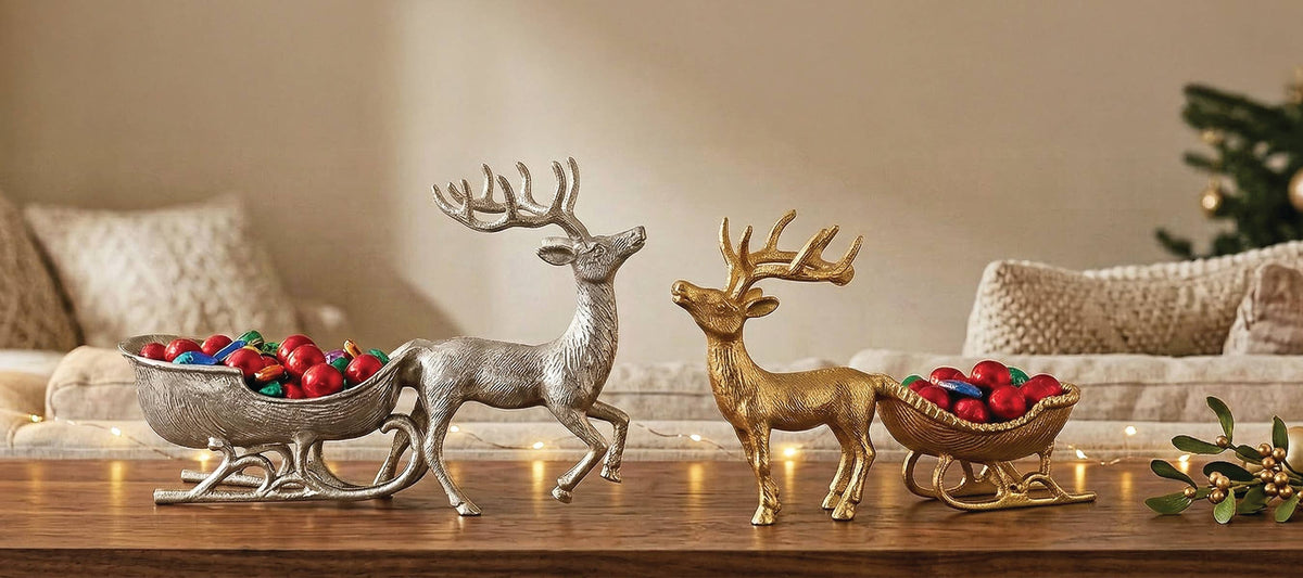 Gold Reindeer Nut Bowl