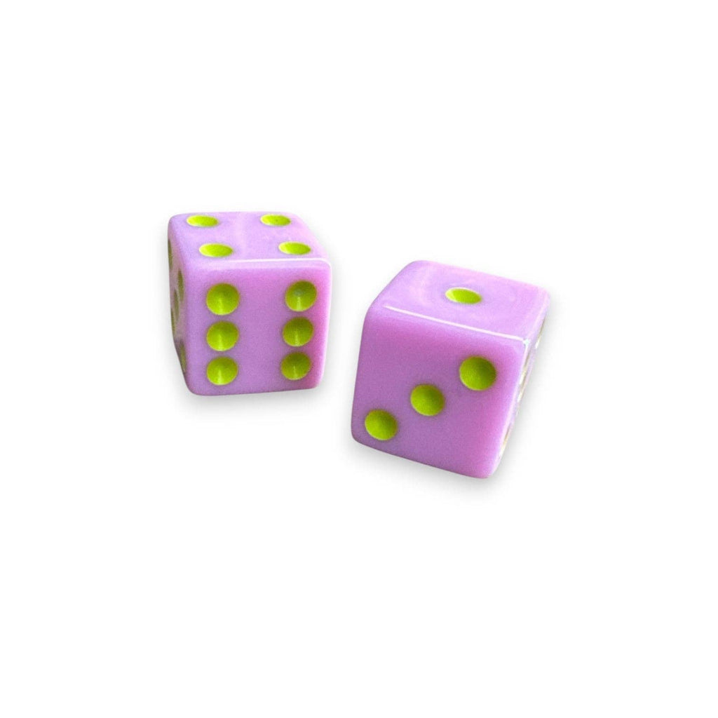 Dice (set of 2): Light Pink with Chartreuse