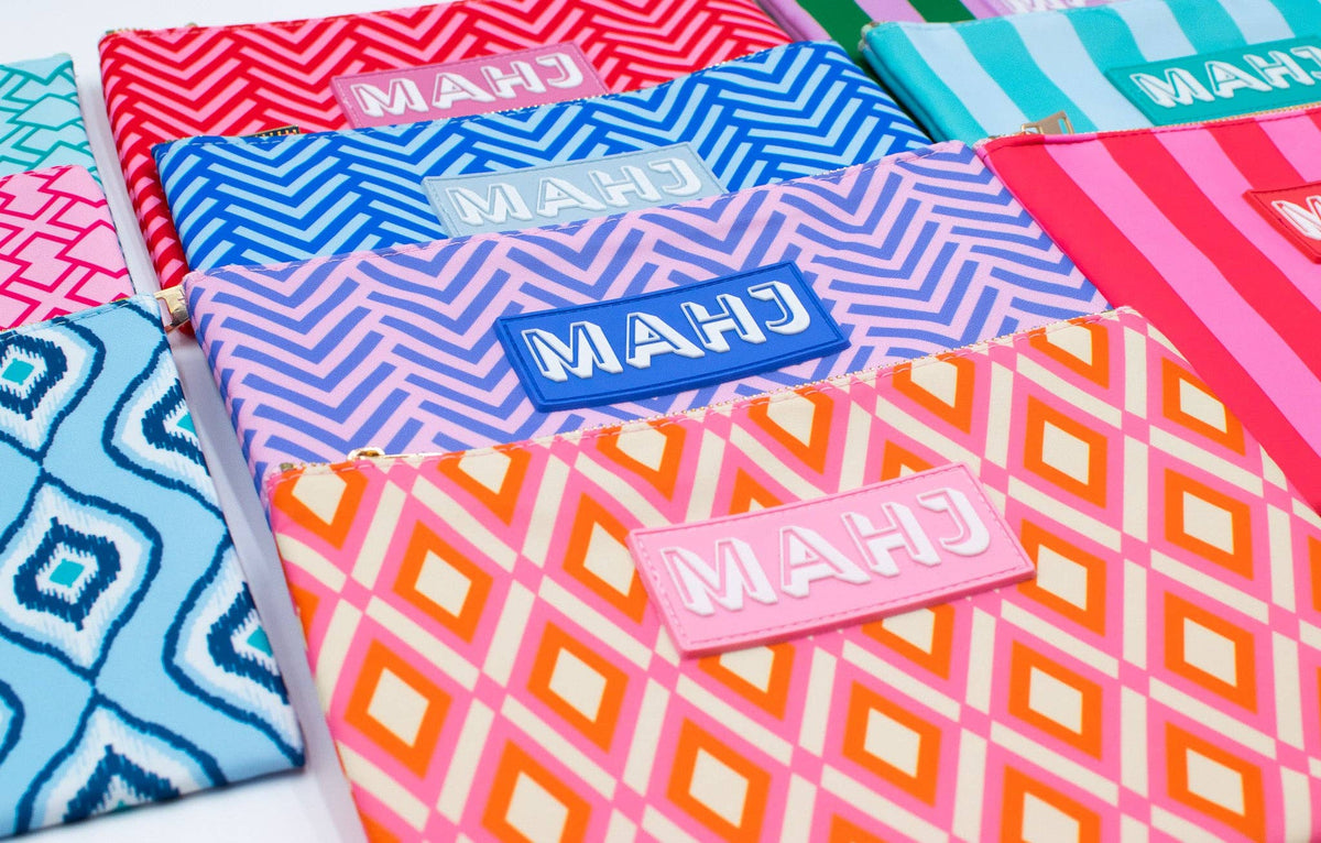 Premium Mahjong Card & Accessory Bag: IKAT- Blue Card & Accessory Bag