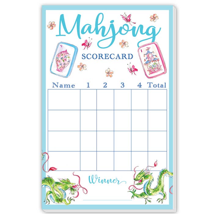 Mahjong Scorecard Butterflies Dragons Large Notepad