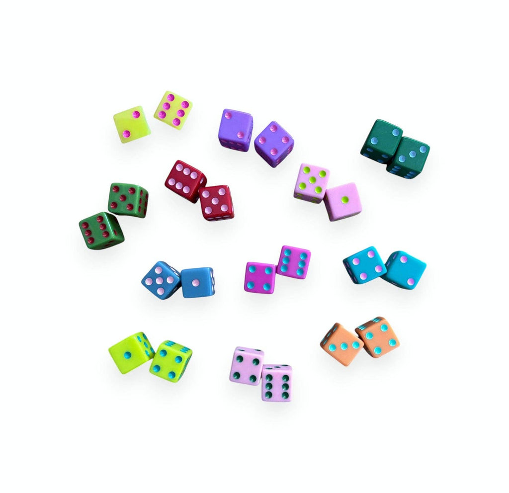 Dice (set of 2): Light Pink with Chartreuse
