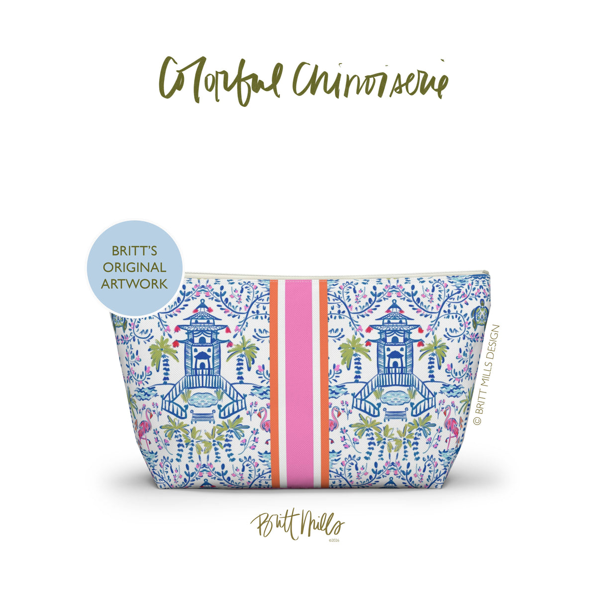 Britt Mills Mahjong Tile Pouch: Palm Beach