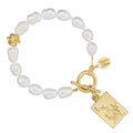 1 Bam Bird Mahjong Tile Pearl Bracelet