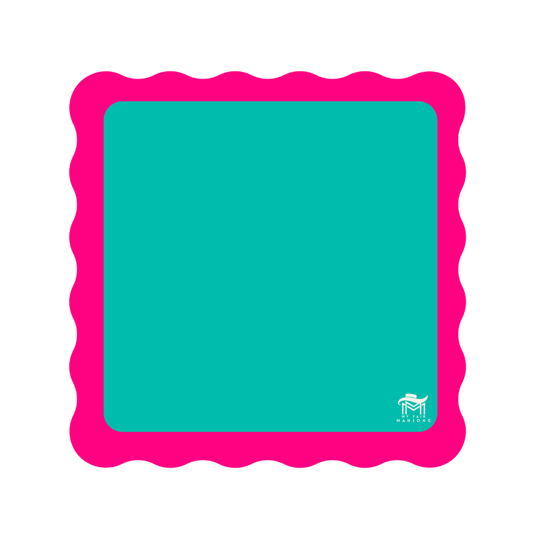 MAHJONG MAT  |  Color Wave  |  Pink Center- Blue Scallop - MFM