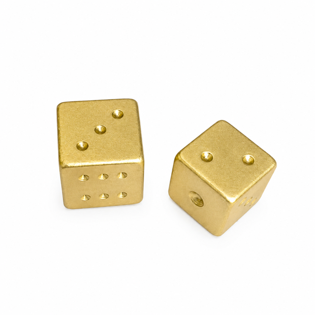 Gold Lux Solid Metal Mahjong Specialty Dice Gift Ready
