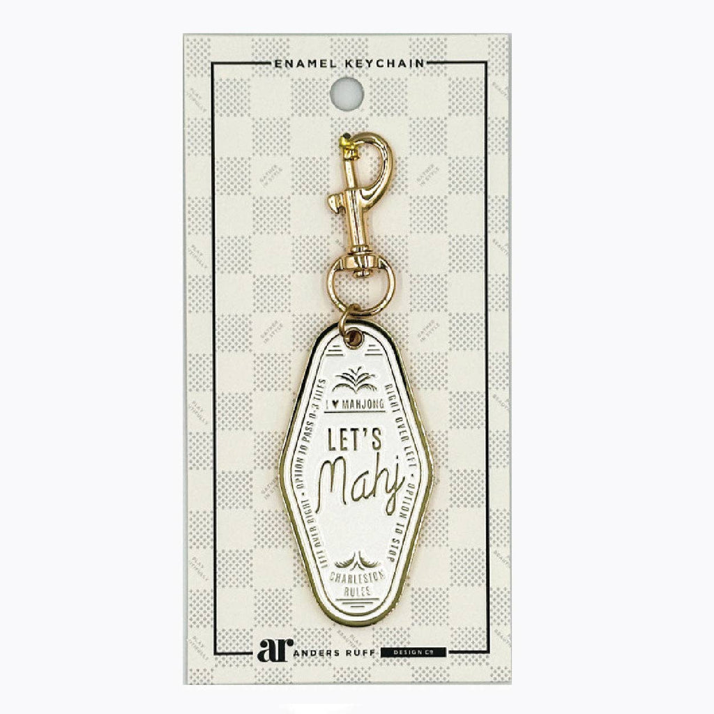 Let's Mahj Keychain Charm: White