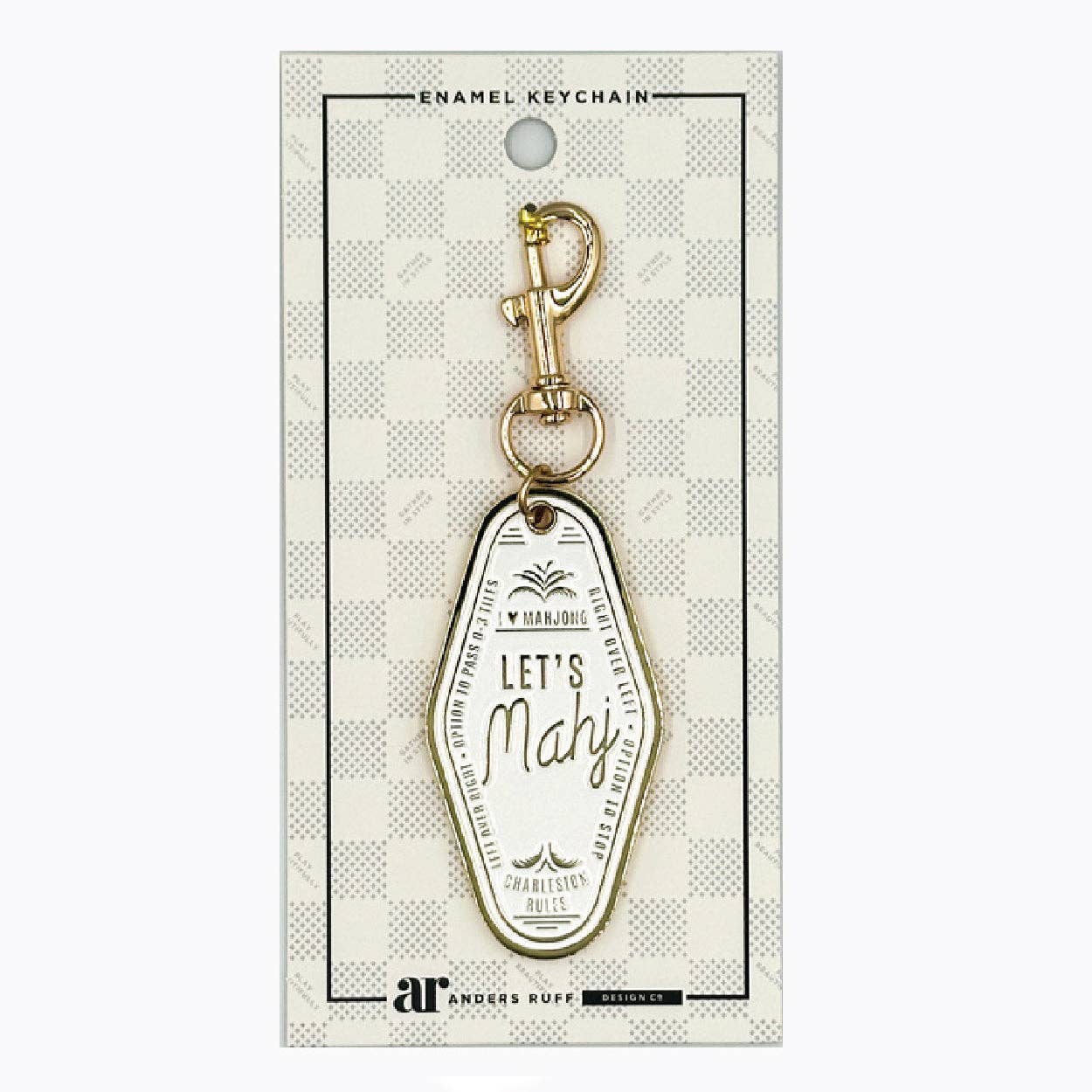 Let's Mahj Keychain Charm: White
