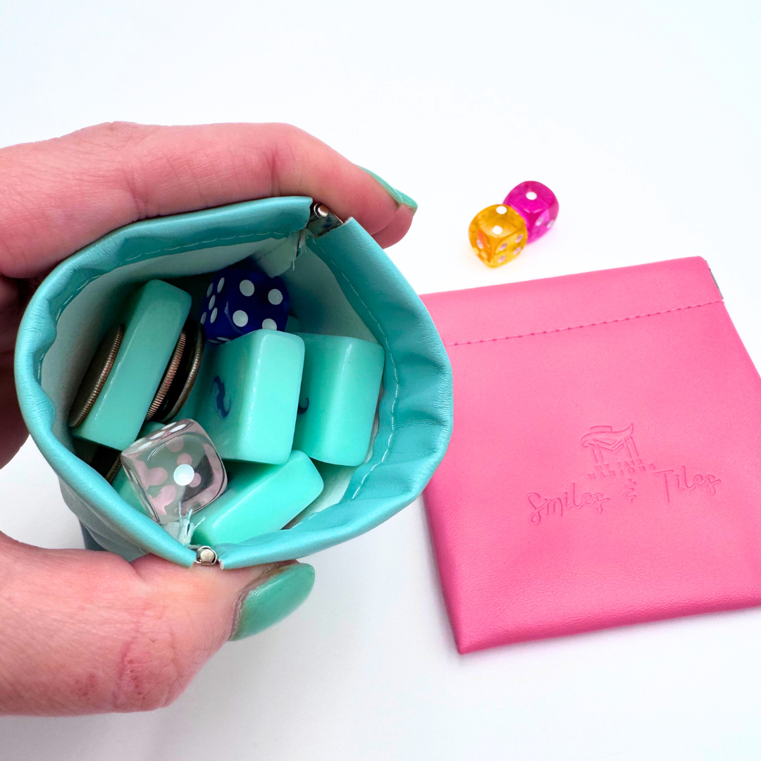 Coin, Dice, Extra Mahjong Tile Pouch  |  4x4" Bag  : Purple