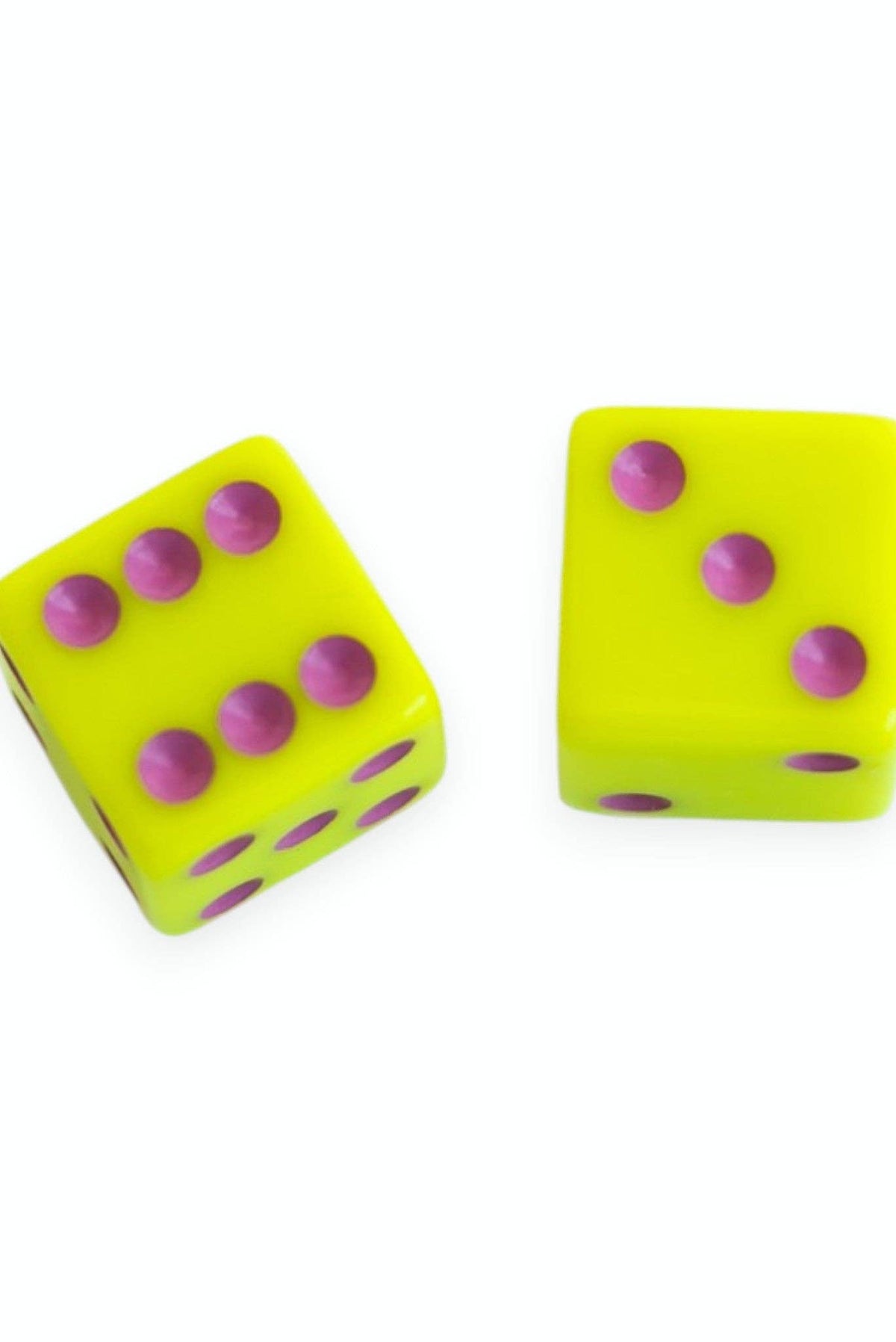 Dice (set of 2): Light Pink with Chartreuse